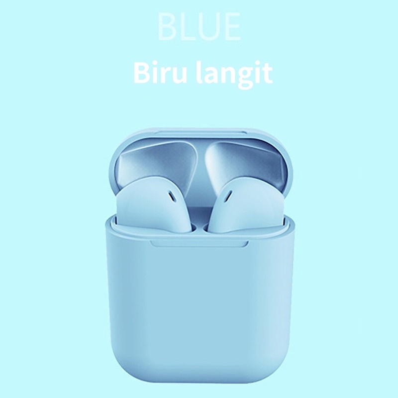 InPods 12 Macaron and Simple color series Earphone TWS bluetooth 5.0 Headset inpods12 i12-Biru Muda