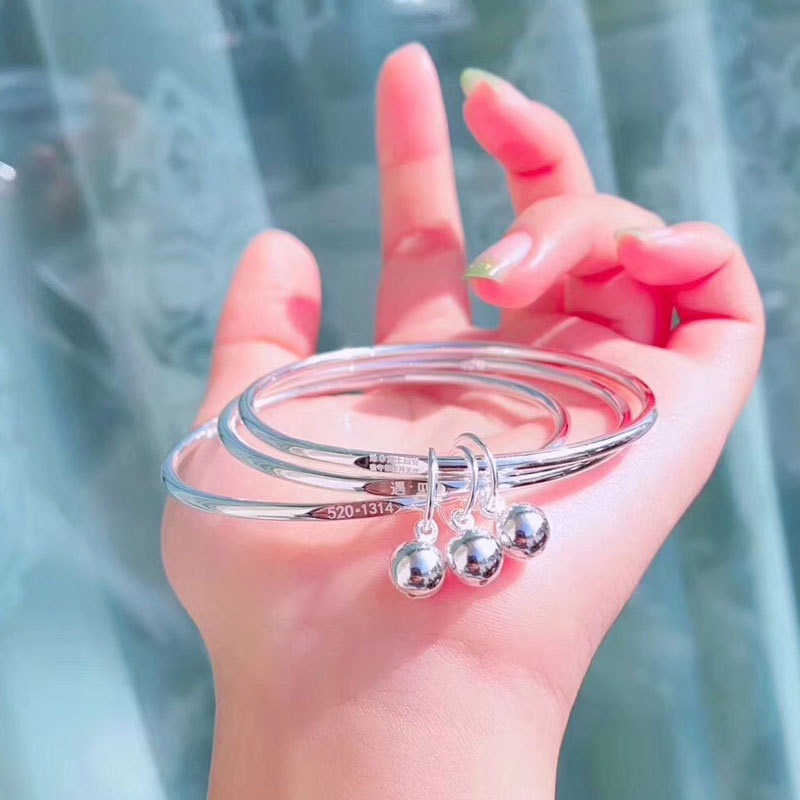 Gelang Sterling Silver Plated S925 Bentuk Bulat Tipis Untuk Wanita