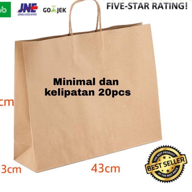 

♧ isi 20pcs Paperbag XXL polos besar, Tas belanja jumbo, Goodie bag, Shopping bag ►