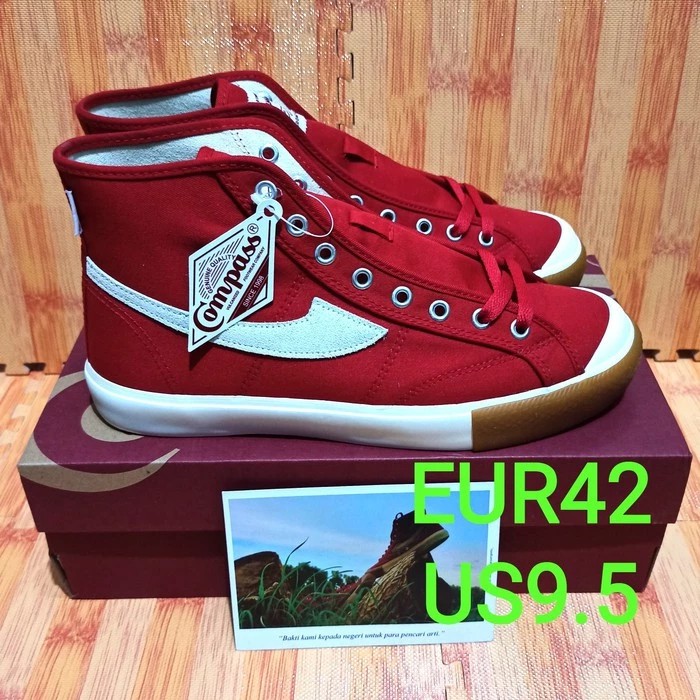 TERMURAH Original Sepatu Compass Gazelle Hi High 42 Red Gum