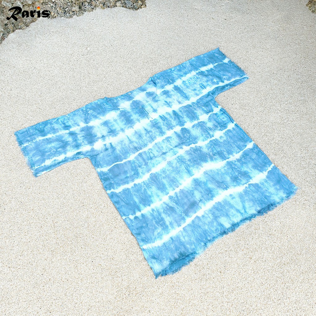 Baju / Kaos Tie Dye Pria Wanita - Biru Laut - Stripe Tie Dye