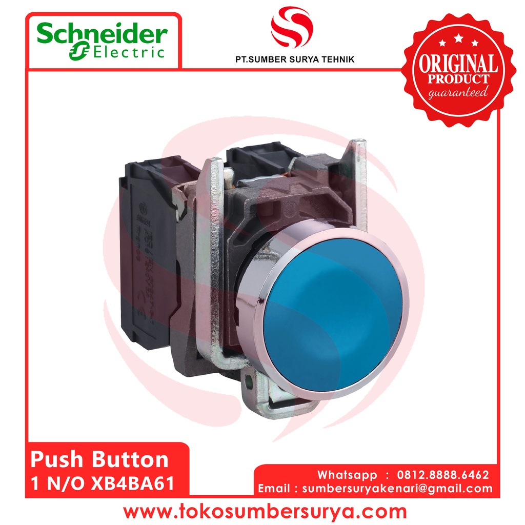 Push Button Warna Biru Saklar Listrik ON OFF SNI XB4BA61 Asli Ori Schneider