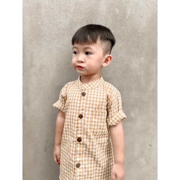 Yobebee Kemeja Katun Kotak Tangan Pendek Anak Laki Laki Usia 2 4 6 8 10 12 Tahun Baju Atasan Kids Motif Plaid Shirt Boy Model Casual Formal Kemeja Kerah Chiangi Anak Cowok Baju Anak Couple Kakak Adik