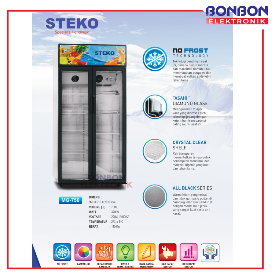 STEKO Showcase Chiller 700 L MG-750 / MG 750 Display Cooler 700 Liter