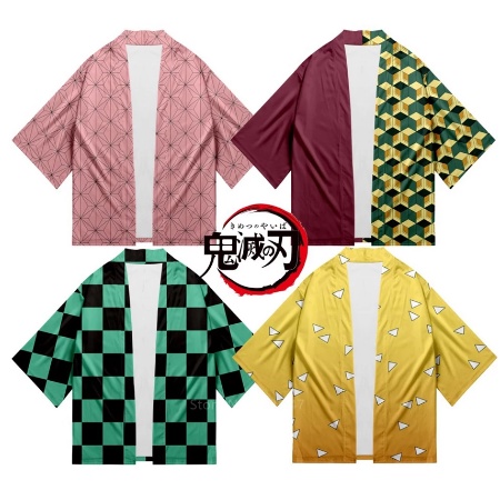 cosplay kostum jubah kimono anime demon slayer tanjiro nezuko zenitsu tomioka dewasa dan anak