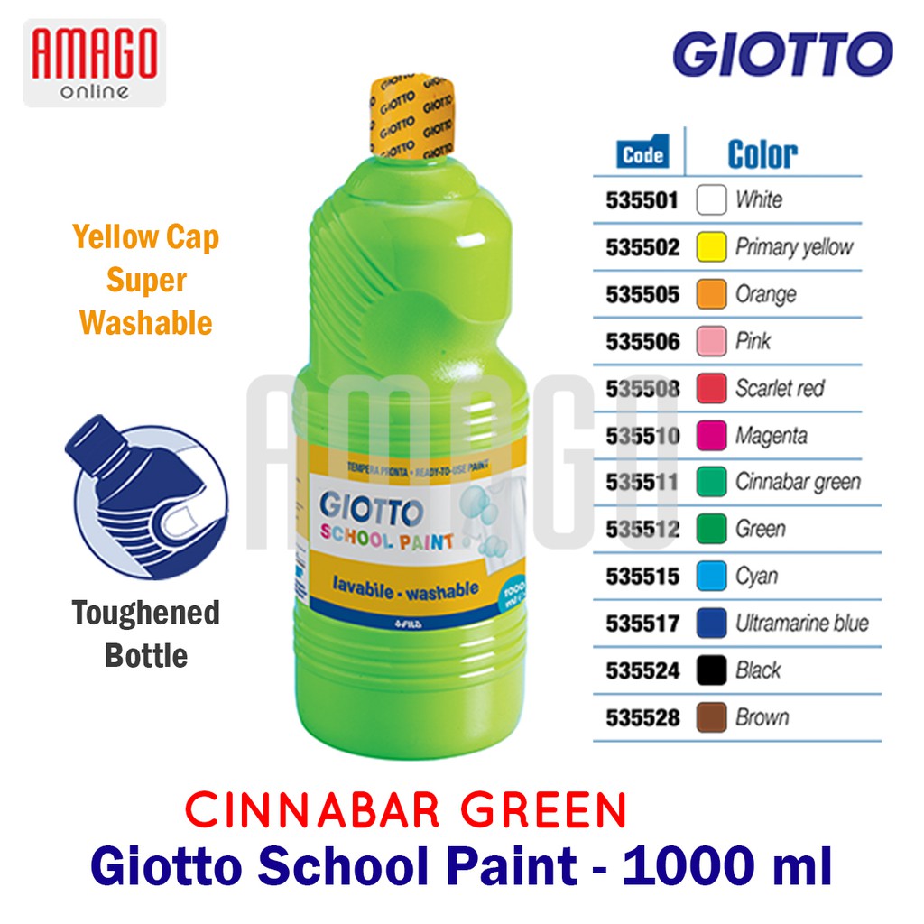 GIOTTO School Paint 1000 ml Cat Air Poster Lukis Sekolah 1 liter - Cinnabar Green - 535511