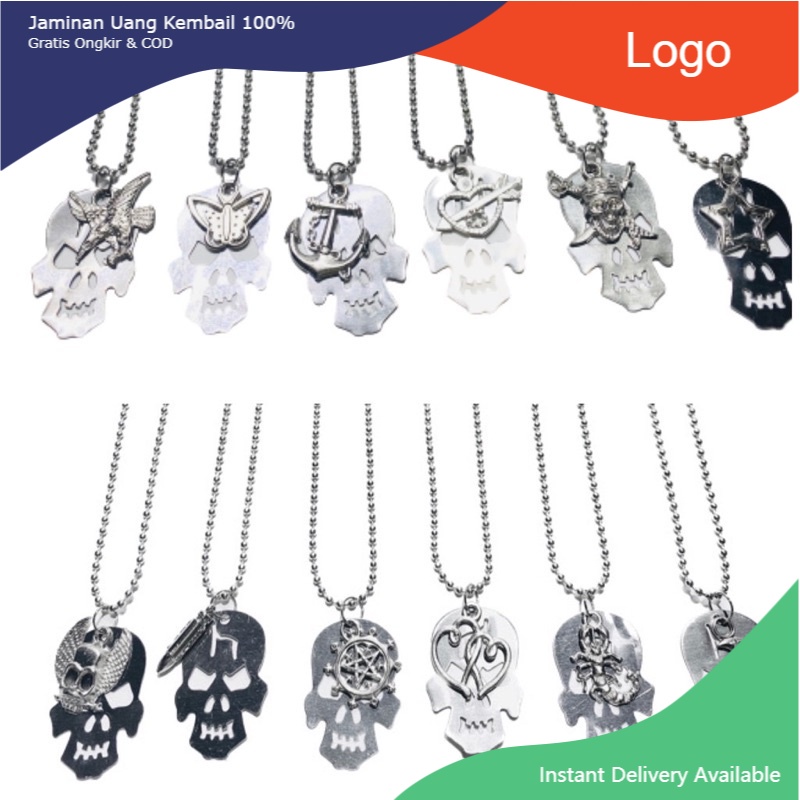 Kalung pria metal/ kalung tengkorak / kalung ootd/ kalung silver aesthetic/ unisex goodthingsgoodmoo