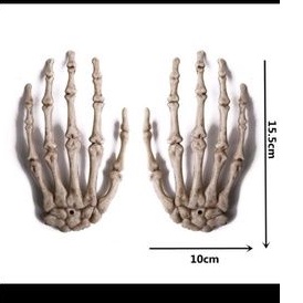 hiasan Halloween tulang tengkorak telapak tangan
