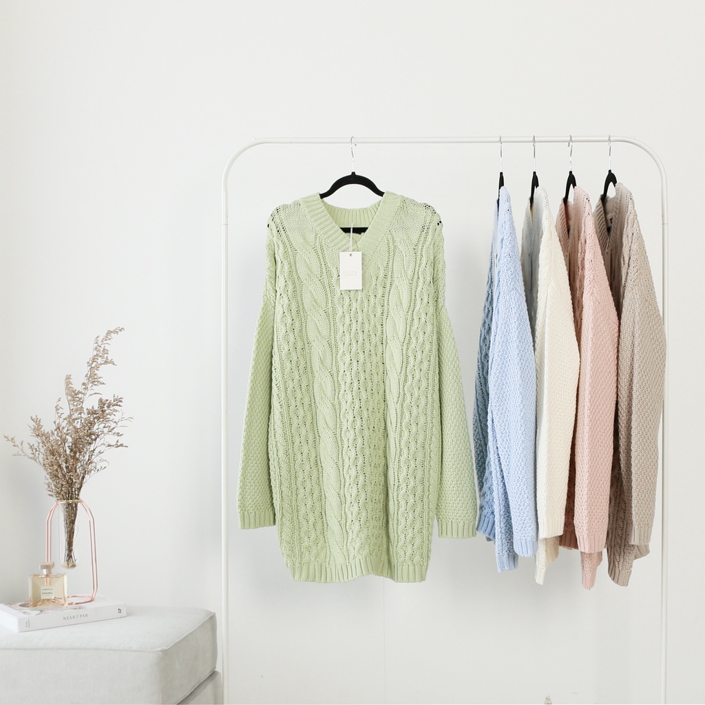 LOILOK - Treccia Knit SWEATER RAJUT TEBAL HANGAT LENGAN PANJANG