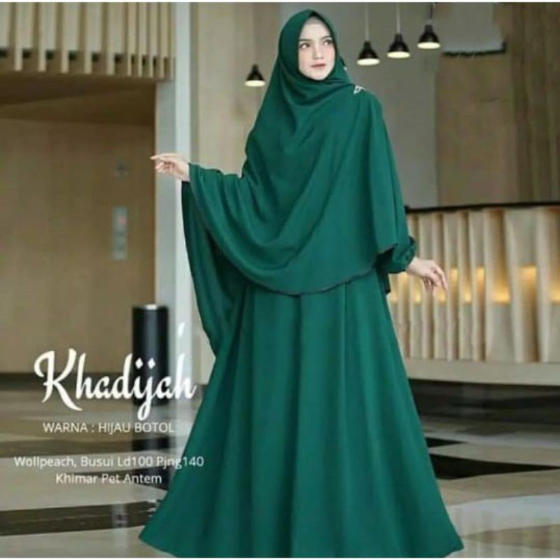 Khadijah Syari | Gamis Set Jilbab | Setelan Hijab Murah