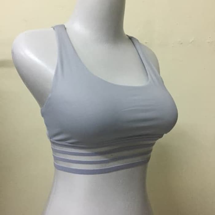 TBI Stripe Mesh Sport Bra Forever 21 BH Grey Cup, Yoga Gym Fitness Zumba