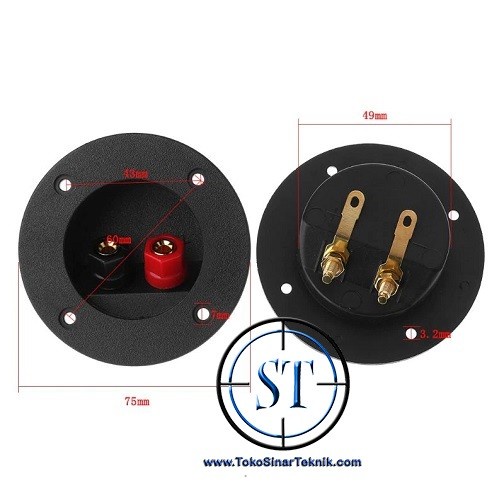 BA-137D Terminal Box Speaker Plastik Hitam Bulat Gold Plate Connector Binding Post With Banana Bulat Merah Hitam