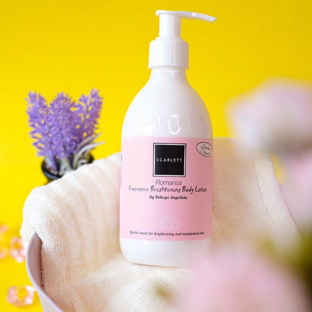 Paket 3 in 1 Body Care Scarlett Whitening Body Scrub Romansa + Shower Scrub Pomegrante + Body Lotion Romansa Rumah Cantik 354 Perawatan Tubuh