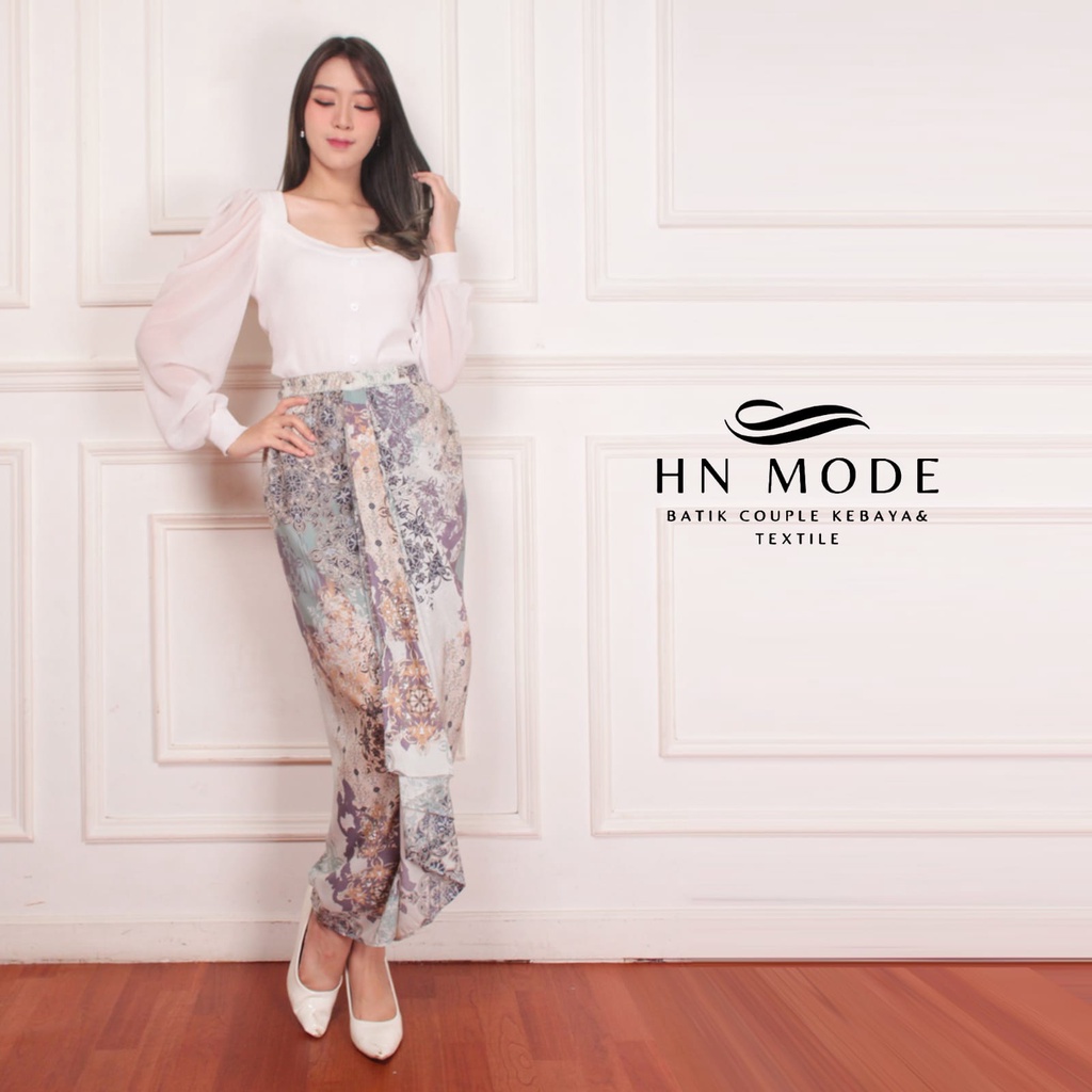 HN MODE - Rok rempel batik floral motif terbaru / Rok lilit instan siap pakai / Rok kebaya