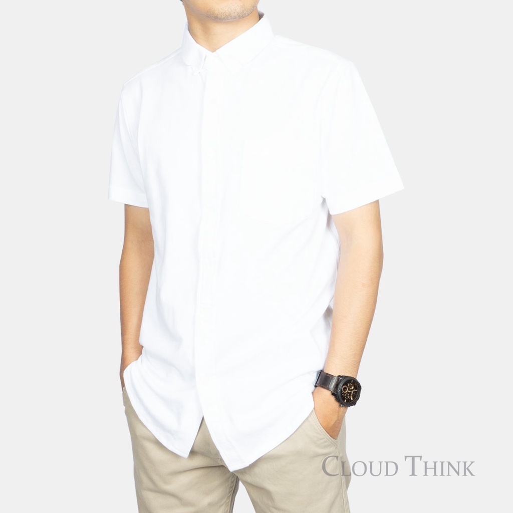 Kemeja Pria Lengan Pendek Putih | White Original Cotton Pique Best Quality