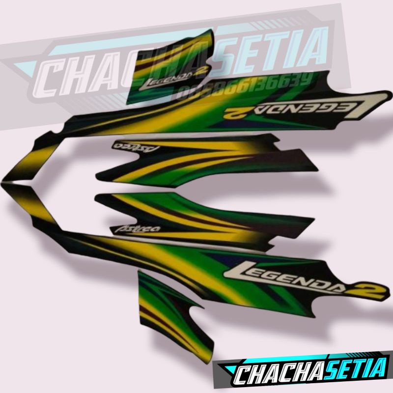 Striping stiker honda astrea legenda 2 list body warna hijau kuning
