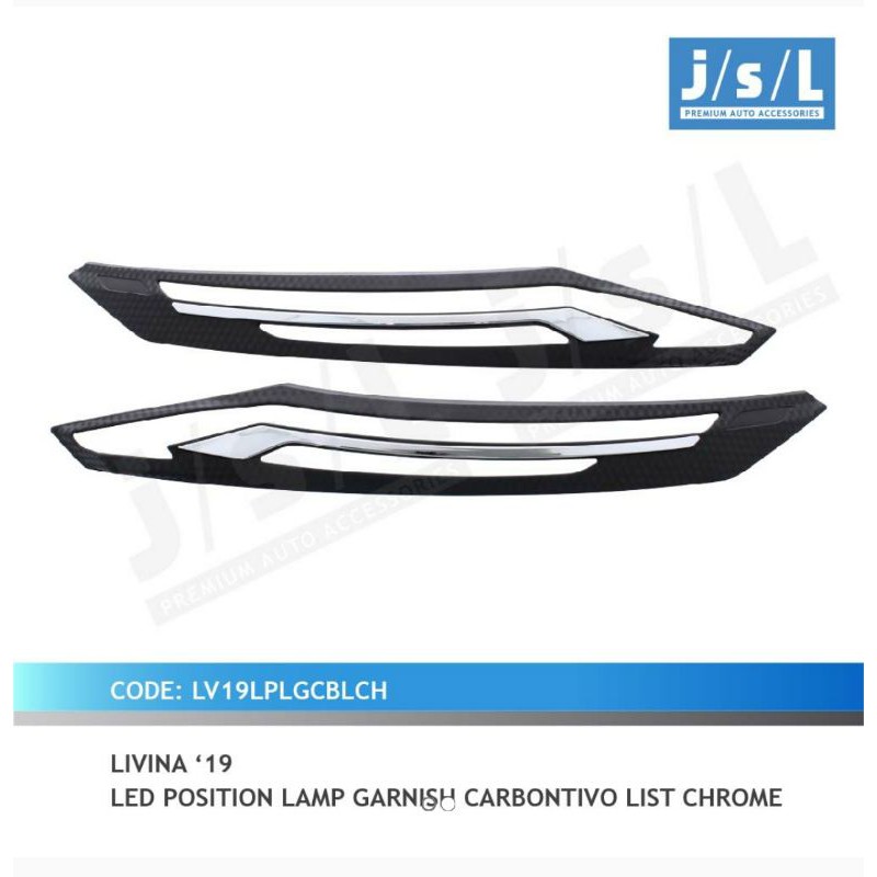 Garnish depan all new Livina 2019 LED position Chrome Carbon Hitam jsl