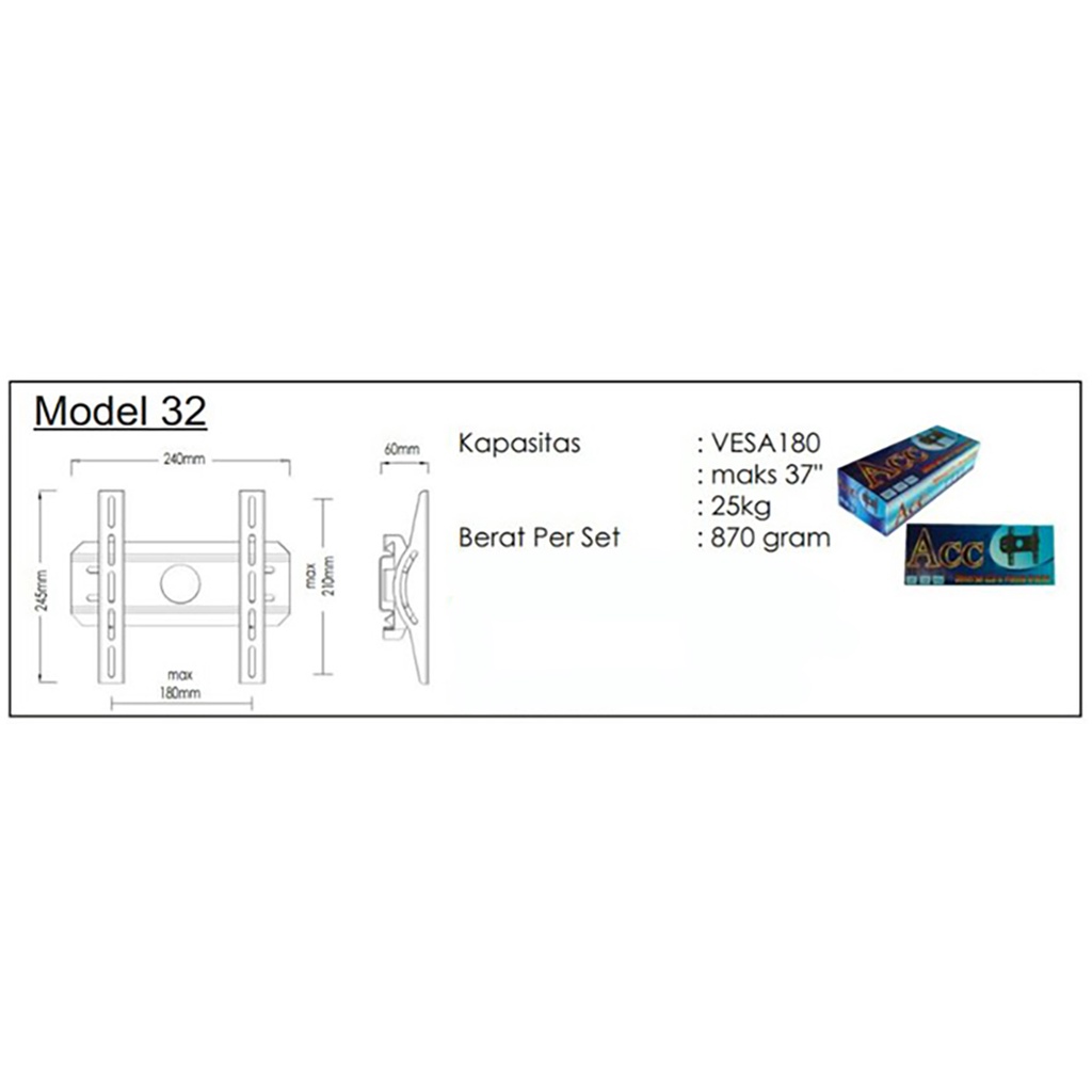 BRACKET TV ACC / BRAKET / BREKET LED LCD MONITOR 15&quot;-19&quot;-24&quot;-32&quot;-37&quot;