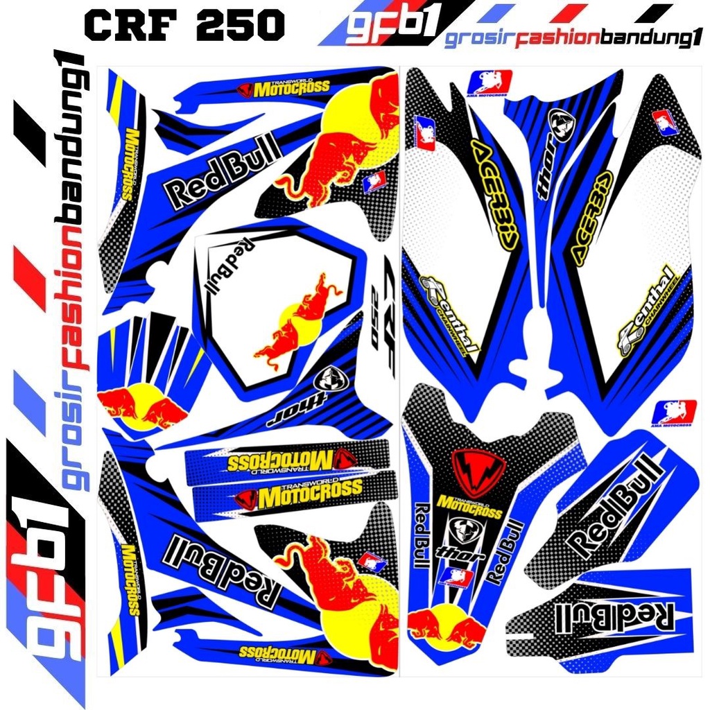 Decal Stiker Motor cross Trail Adventure CRF 250cc Variasi Dunlop Pro Racing