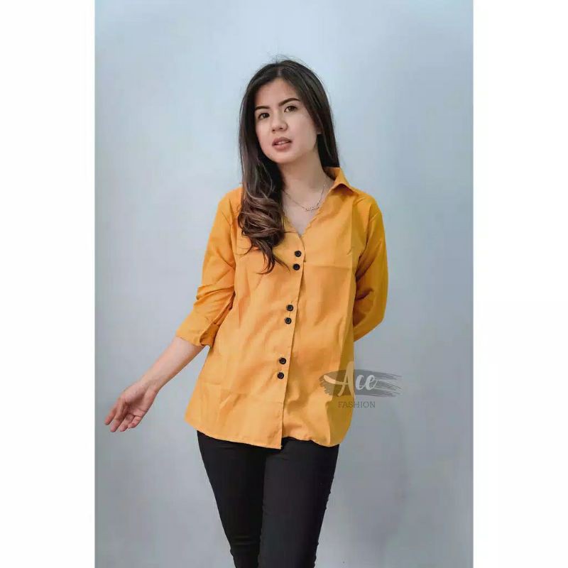 KEMEJA WANITA POLOS CAROL SHIRT BAHAN TEBAL-7