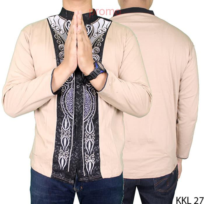 Baju Koko Dewasa Lengan Panjang Katun Krem KKL 27