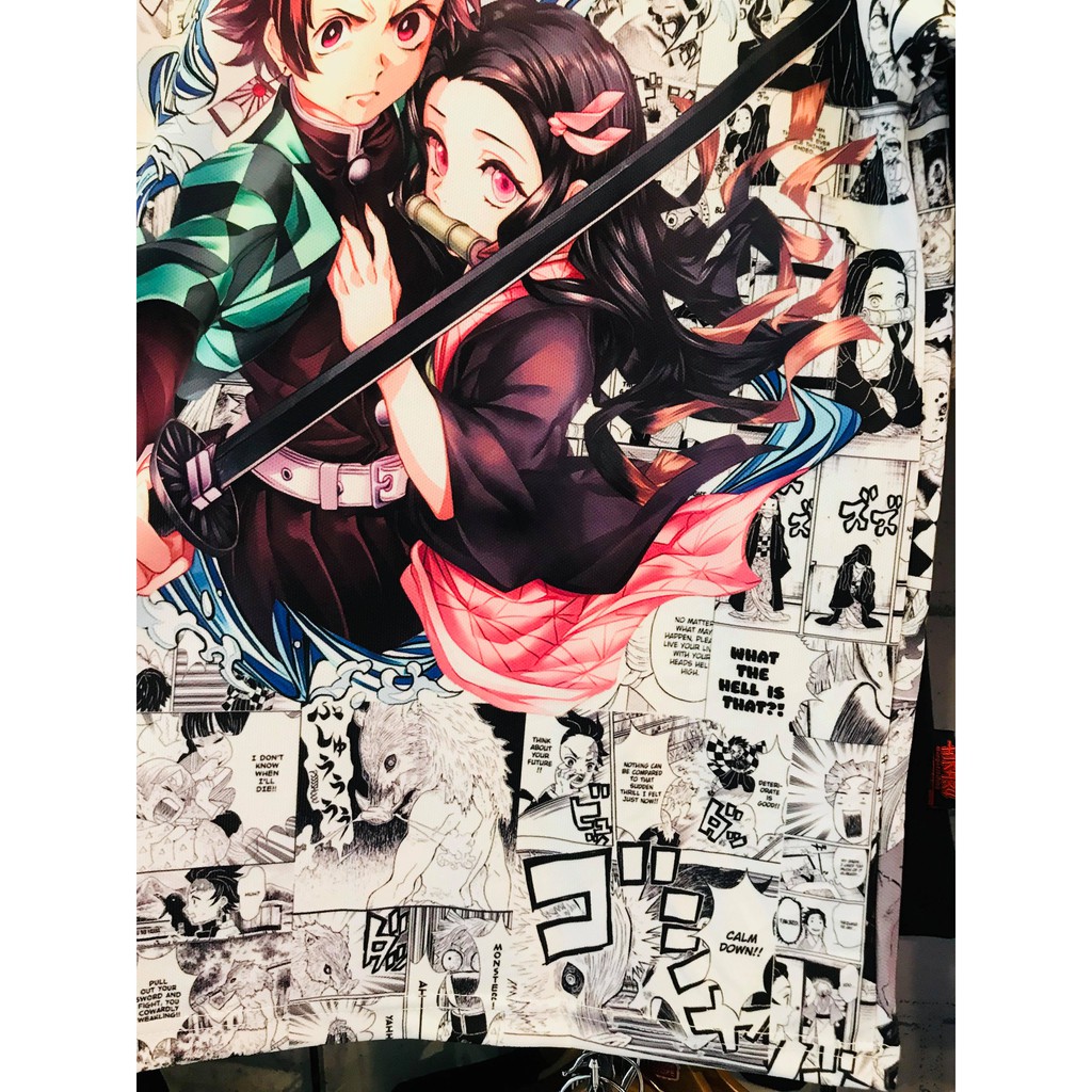 Kaos Kimetsu no Yaiba Fullprint Tanjiro and Nezuko