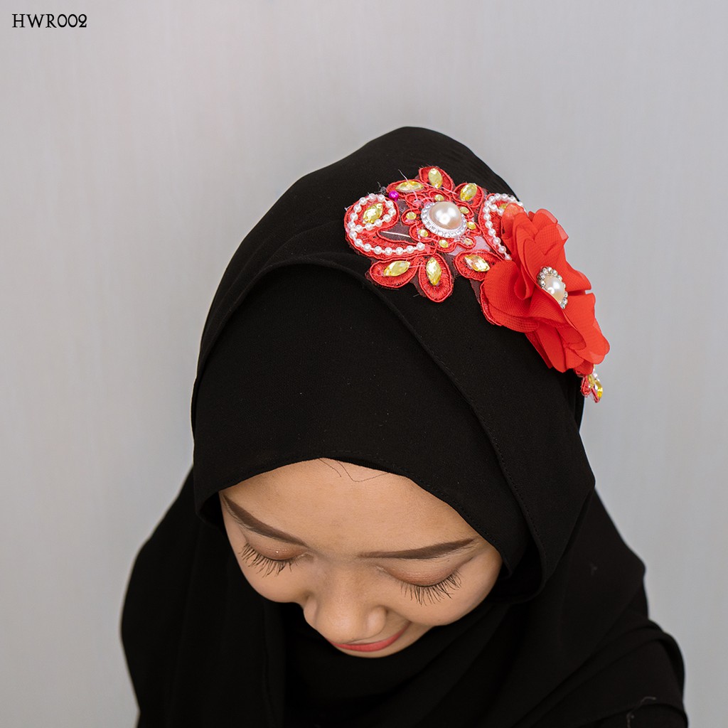 [PALING LARIS] AKSESORIS HIJAB MODERN PESTA HEADPIECE MERAH HWR002