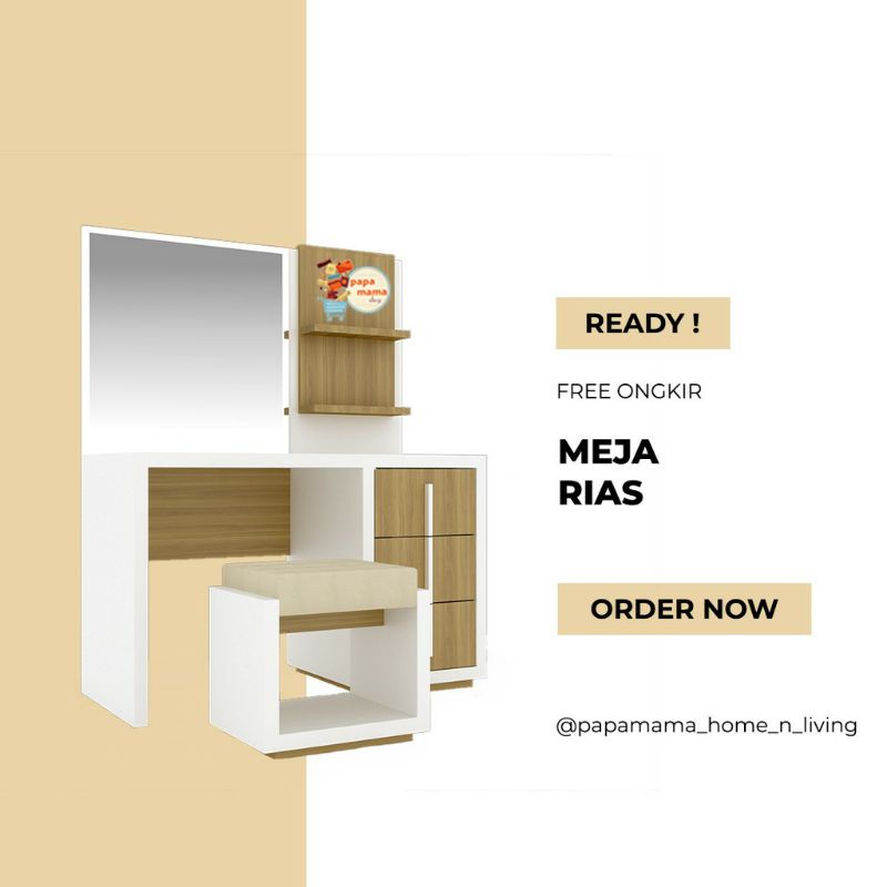 Meja Rias Minimalis Putih  Kombinasi - Meja Tiolet - Papamama