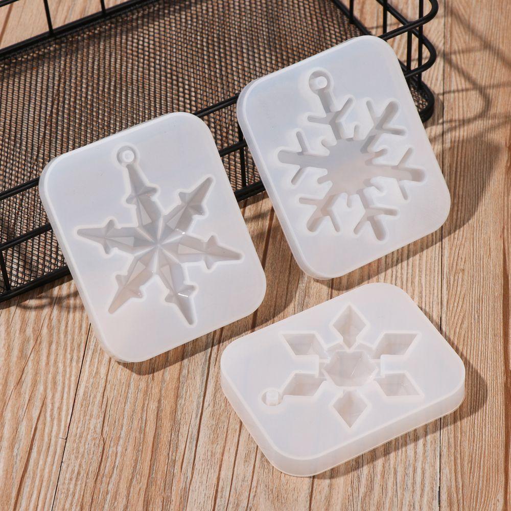 Solighter Cetakan Pengecoran Resin 3D Dropping Glue Snowflake Keychain Mold