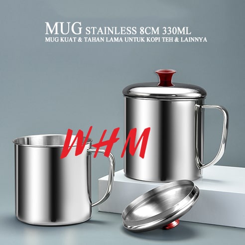 Mug Stainles 8CM 330ML/Mug Tea Dan Coffe Multifunction with Cover / Mug Murah / Muk stainless 250ml