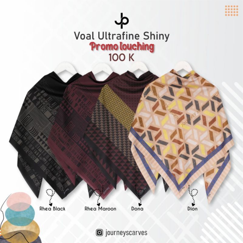 HIJAB SEGI EMPAT MERK JOURNEY //BAHAN VOAL ULTRAFINE SHINY//