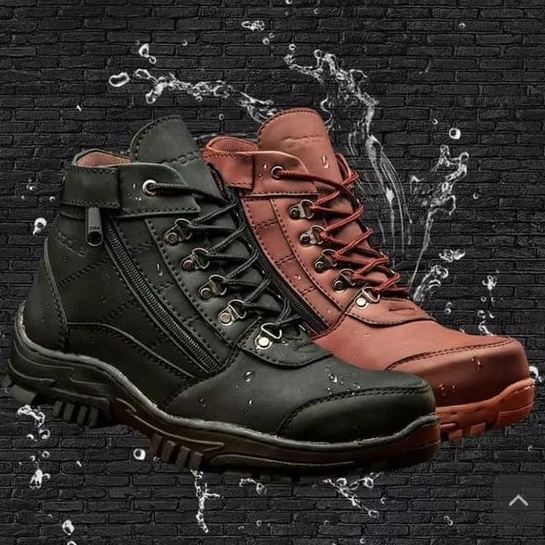 Sepatu Boots Pria Black Force Morisey Tinggi Safety Ujung Besi TERMURAH Sepatu Kerja Lapangan