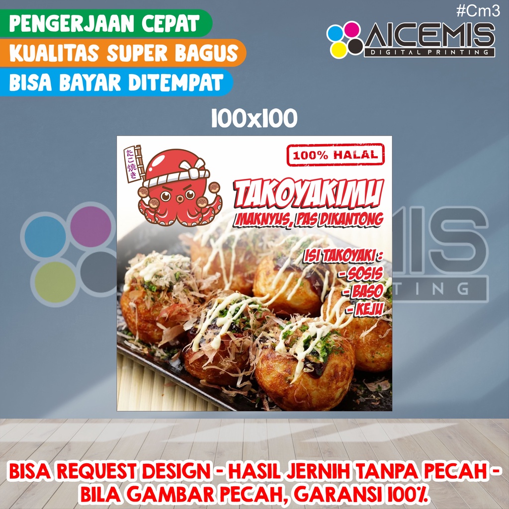 spanduk takoyaki / spanduk banner jualan / spanduk warung / spanduk konter pulsa / spanduk dagang / 