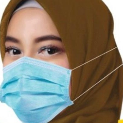 MASKER 3PLY HIJAB DEWASA HEADLOOP DISPOSABLE MASK ISI 50 PCS