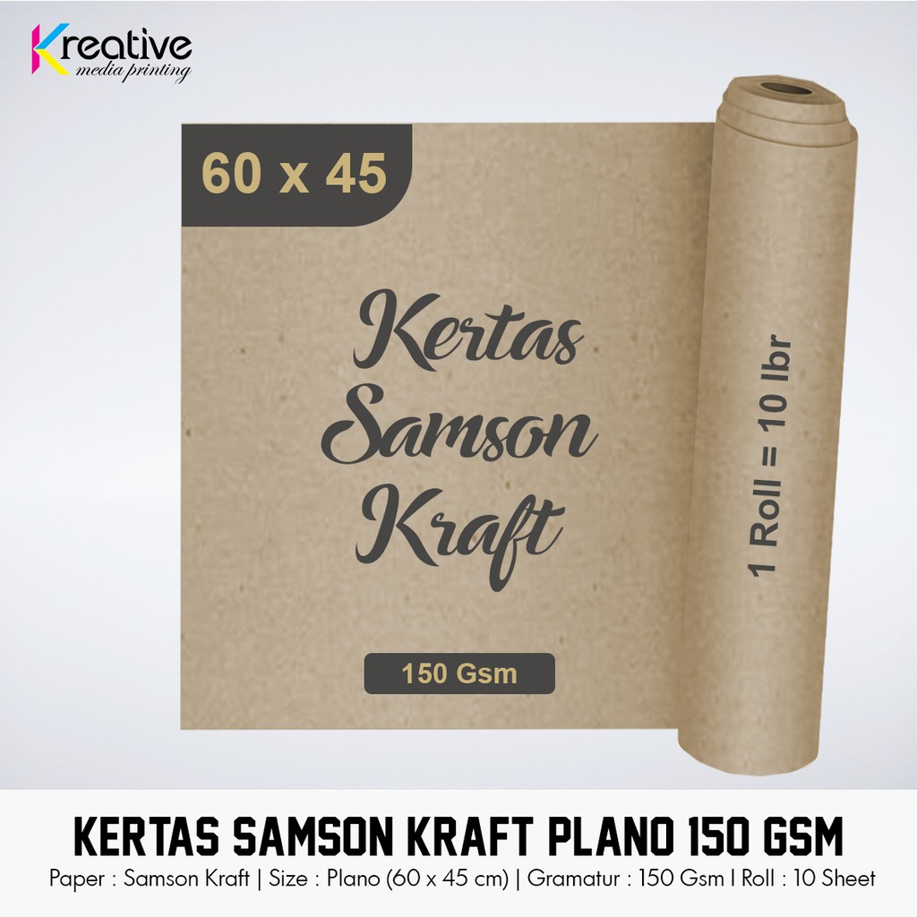 Kertas Samson Kraft Lokal (60 x 45 cm - 150 Gsm - 1 Roll = 10 lbr)
