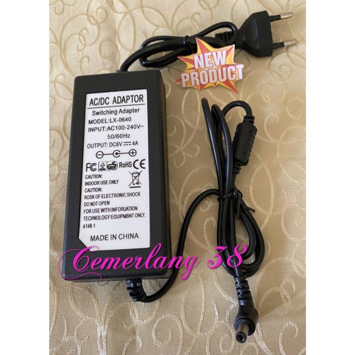 AC DC 6V 4A 24W Switching Adaptor 6 V 4 A 24 Watt BUILD IN KABEL POWER