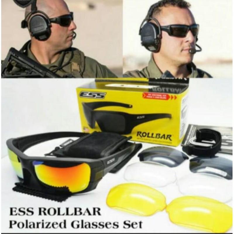 KACAMATA ESS ROALLBAR.4 LENSA ARMY TACTICAL SEPEDA