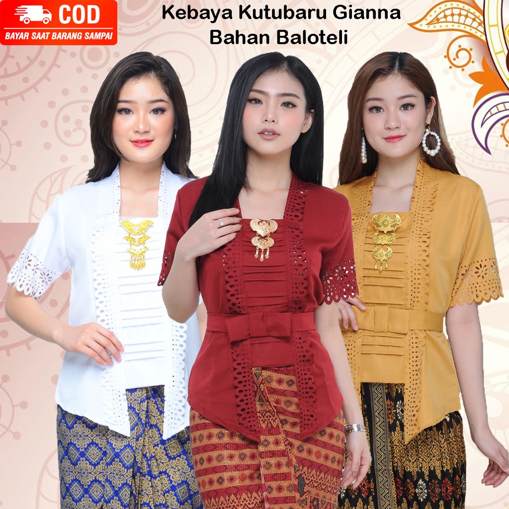 Jual Atasan Kebaya Kutu Baru Lengan Pendek Putih Cerah|Merah Maroon
