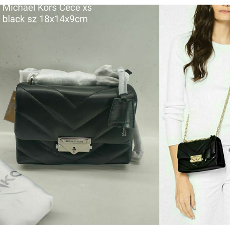 Tas MK Cece XS quilted crossbody bag black silverhw sz 18x11x9cm