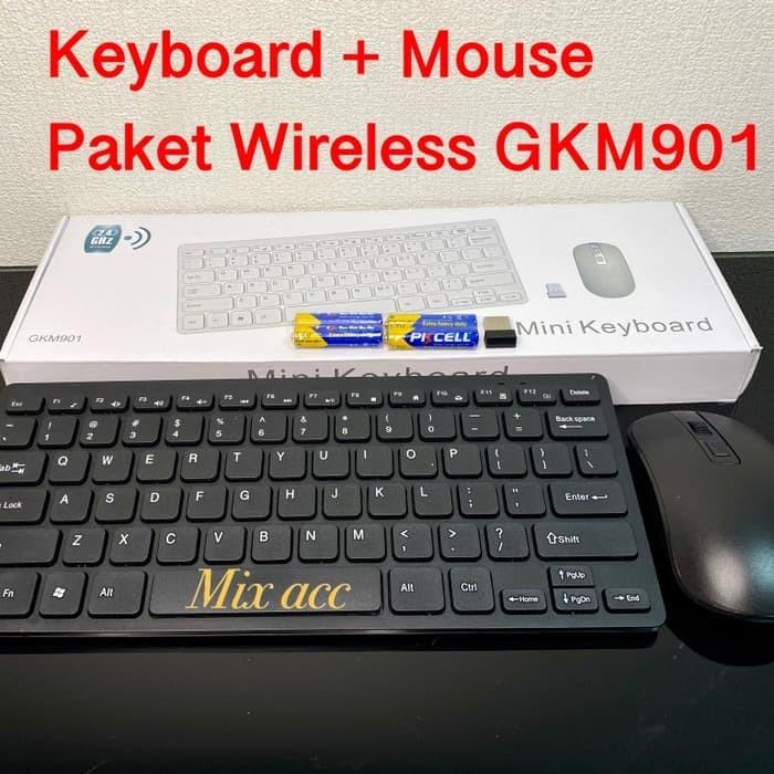 GKM901 MINI KEYBOARD WIRELESS + MOUSE WIRELESS TERMURAH COMBO SET - Hi