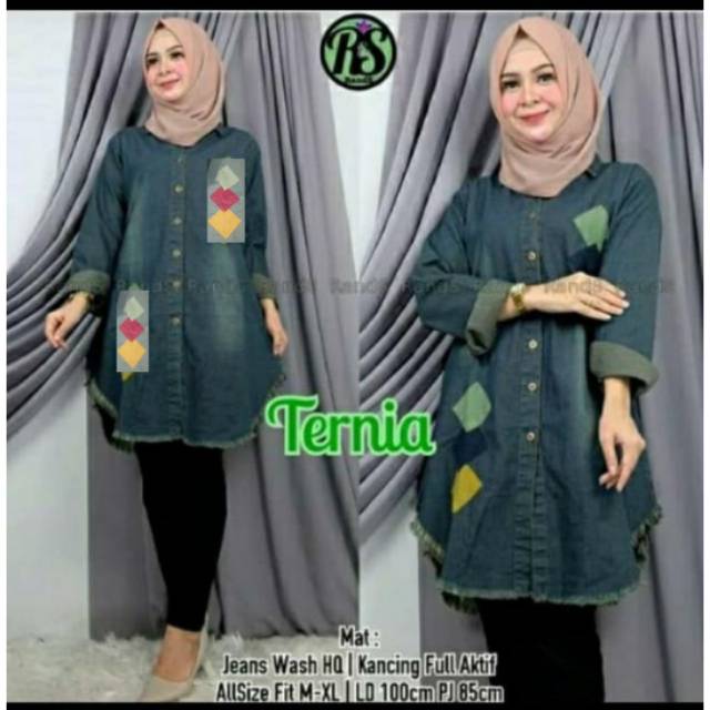Tunik jeans jean ternia ceria tania herlin saudiah saukiah adora tazkia tabitha aletha