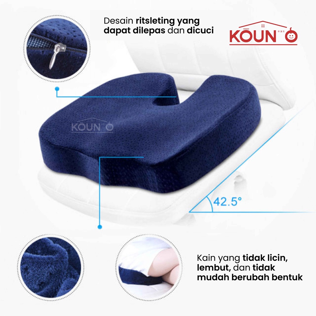 Bantal Alas Duduk Kursi Memory Foam Alas Kursi Kayu Bantal Kursi Kantor Kerja Alas Duduk Jok Mobil Bantal Terapi Nyeri Tulang Ekor Kesehatan Empuk Nyaman Original