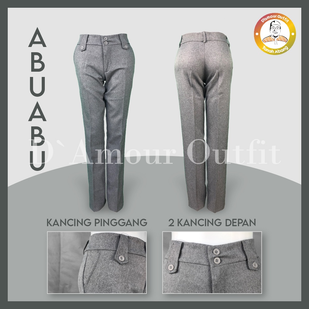 Celana Panjang Wanita Polos Pakaian Kerja Formal Kantoran Clana Bahan Cewek Kantor Dewasa Anak Motif Salur Garis Kotak Slim Fit Highwaist Baggy Pants Tartan Pinggang Karet Perempuan Korean Style Cewe Jumbo Big Size