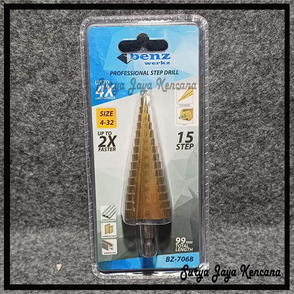 BENZ Mata Bor Pagoda Step Drill HSS 4 - 32 MM kuningan / mata bor krucut / mata bor pagoda