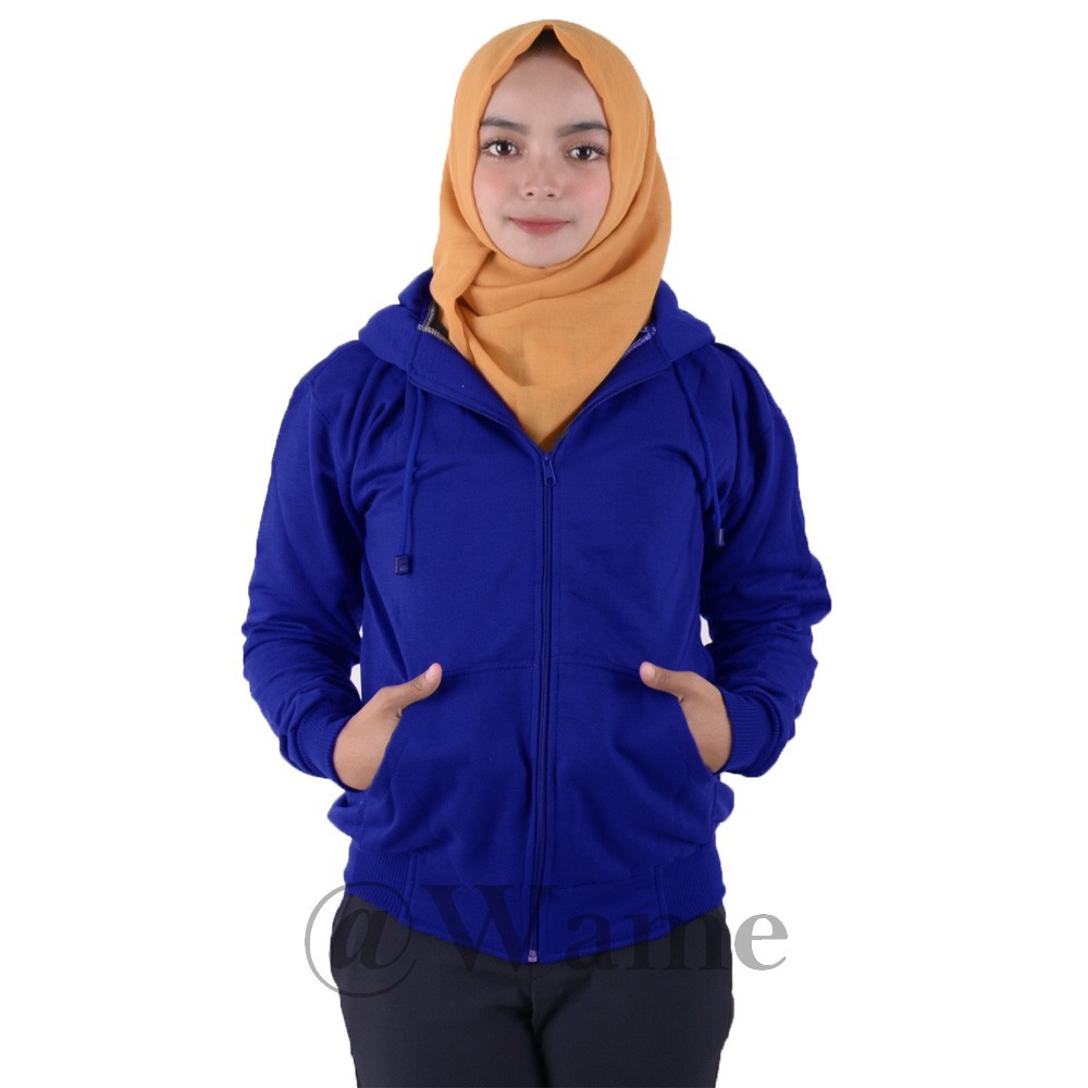 Jaket zipper polos hoodie M,L,XL,XXL pria wanita marun wame-BIRU BENHUR
