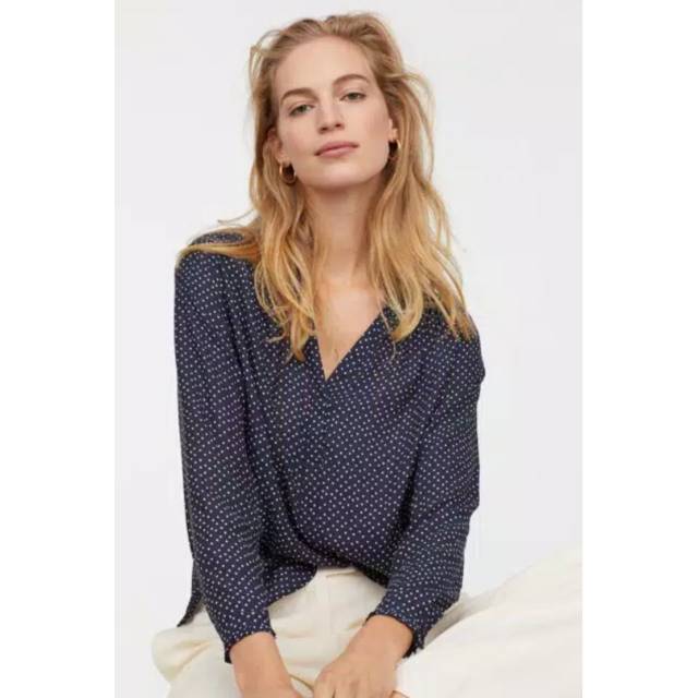 H&M V NECK Blouse Navy