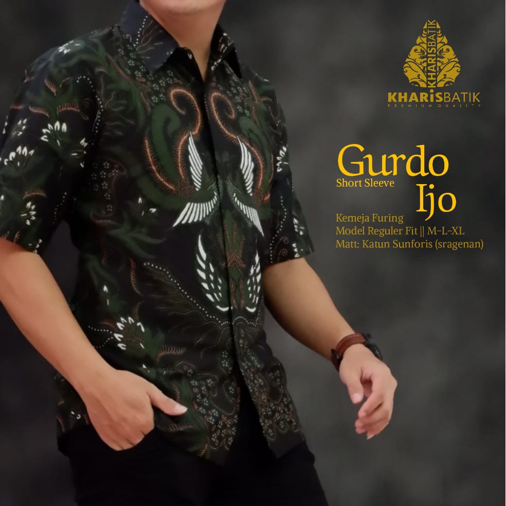 GURDO IJO PENDEK KEMEJA BATIK PRIA SOLO LENGAN PENDEK LAPIS FURING ATASAN BATIK PRIA PREMIUM SERAGAM BATIK KELUARGA MODANG OPO IJO CITRA MAS VIJAY HANUNG SEJAGAD SETYO PRABU MANGKUBUMI PROBOSETO MAHESA CENDRAWASIH NAVY KERTOSONO MANDHALA SIDOMUKTI PARANG