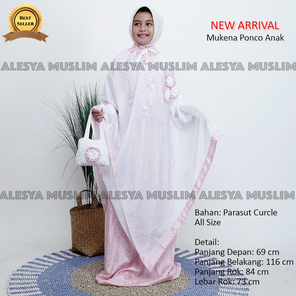 Mukena Anak Ponco Platinum/mukena anak bahan parasut/bahan lembut berkualitas dan bisa COD