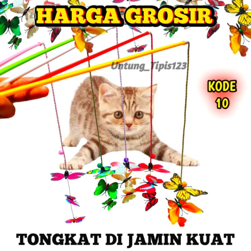 stik mainan kucing kupu kupu cat toys teaser tongkat mainan anjing alat latih hewan