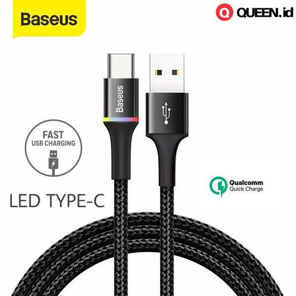 Baseus TYPE C Kevlar Cable LED 1M - Kabel Data TYPE C Baseus LED Glowing 3A - Kabel data Support